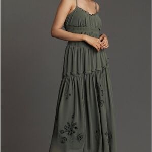 Anthropologie Dark Green Maxi Dress